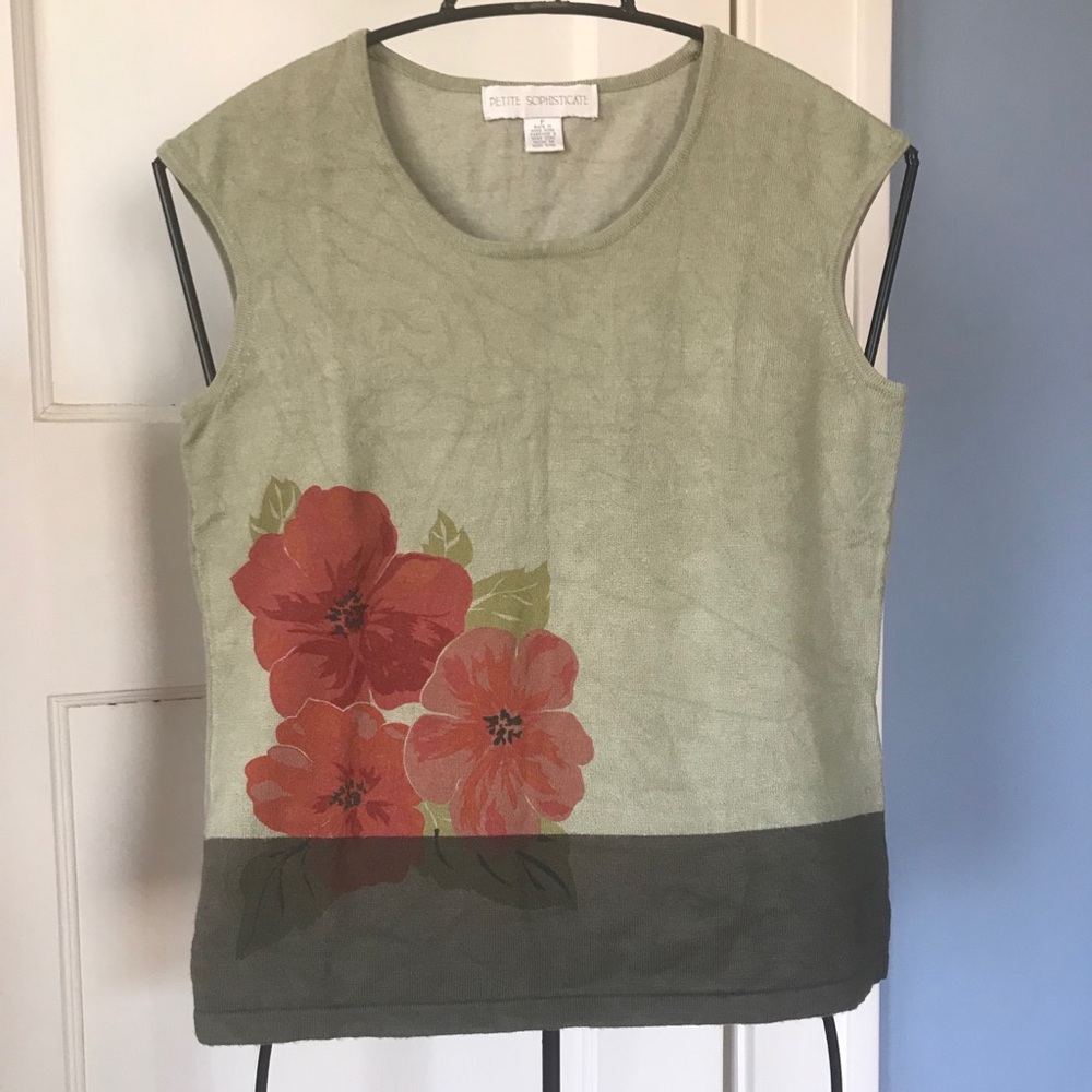 Petite Sophisticate Floral Sweater Tank Top